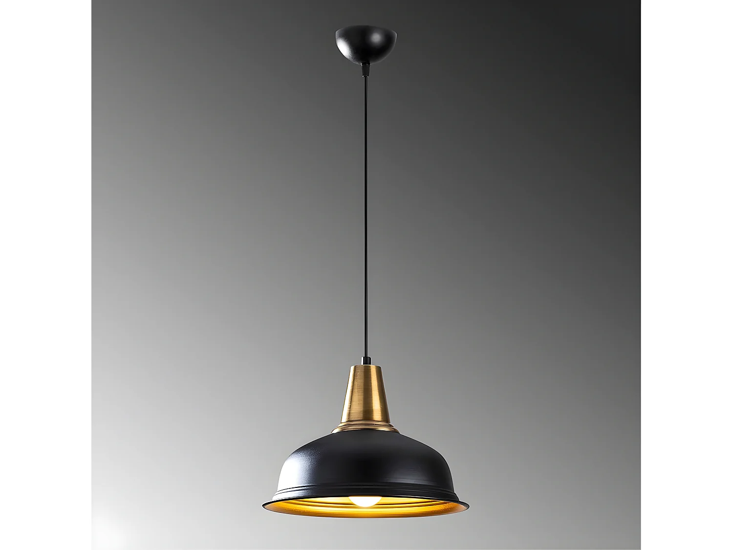 Plafonnier Harvey avec abat-jour noir et détail vieil or 1xE27 ø40cm