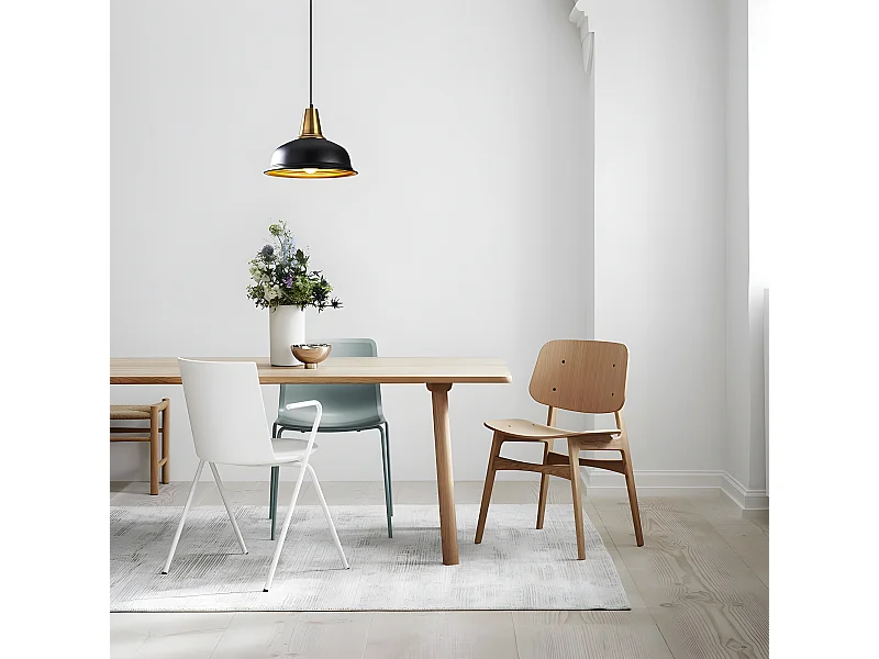 Harvey Plafondlamp met zwarte kap en oud gouden details 1xE27 ø40cm