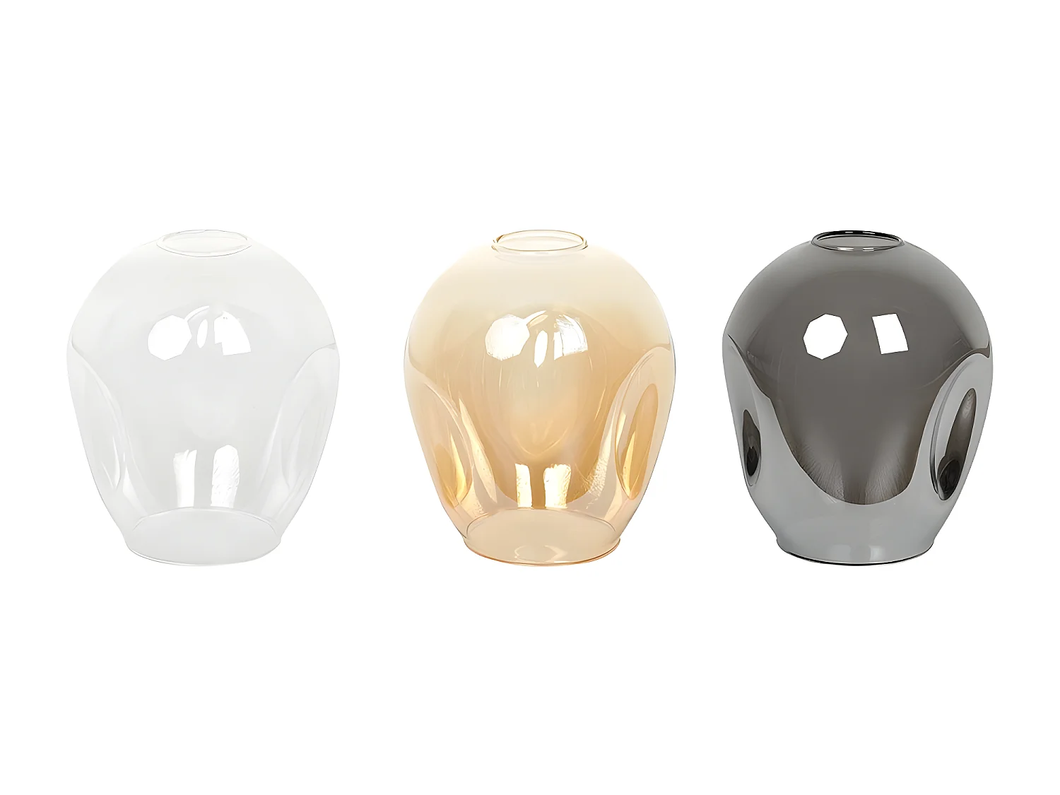 Plafonnier Domos moderne noire et 2 abat-jour en verre miroir gris 2xE27