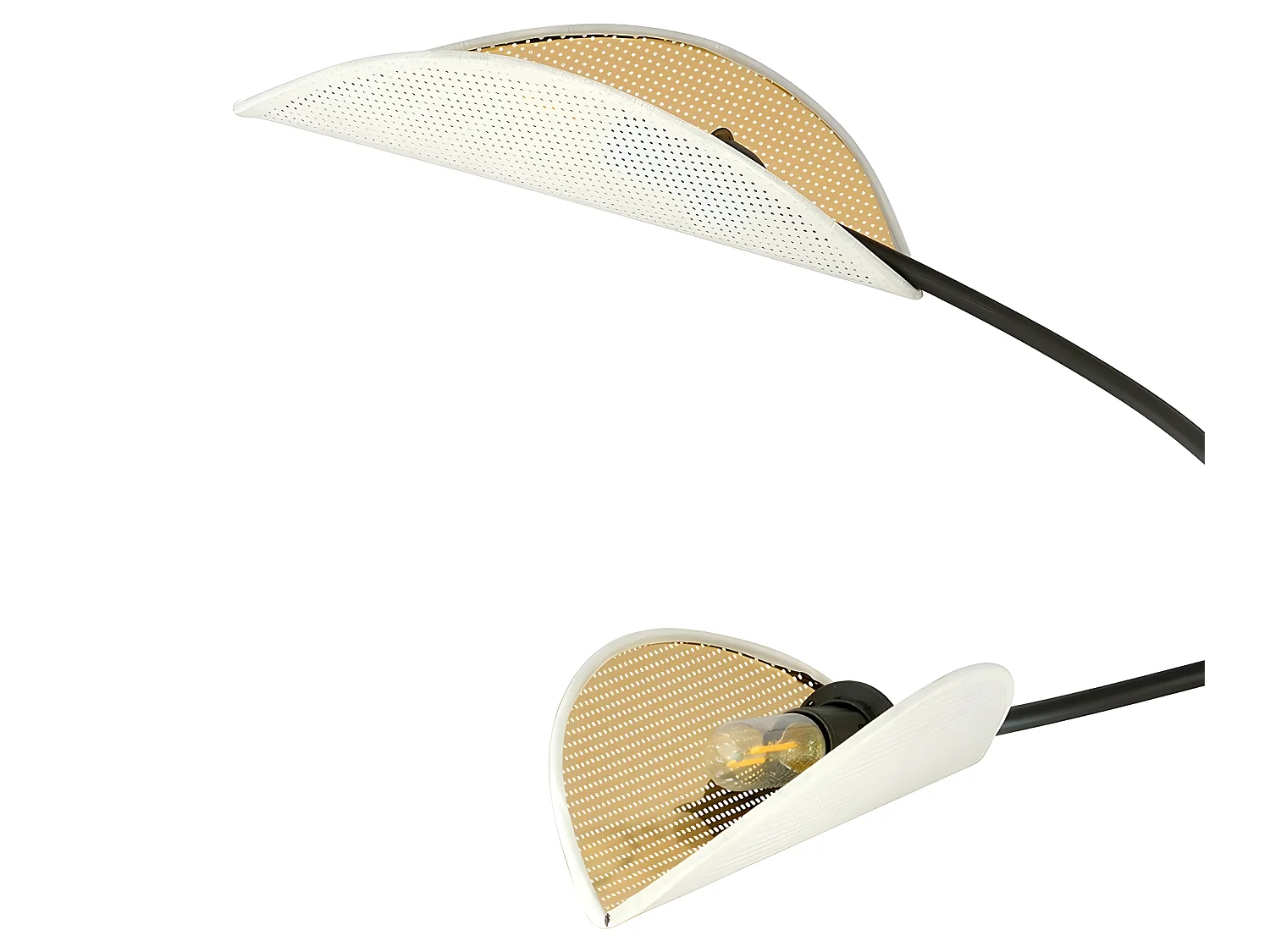 Lustre Flik avec 4 abat-jour en tissu en forme de feuille blanc et doré 4xE14 ø102