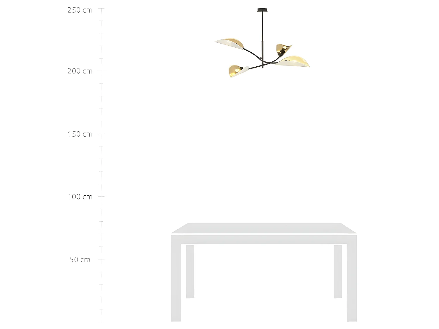 Lustre Flik avec 4 abat-jour en tissu en forme de feuille blanc et doré 4xE14 ø102