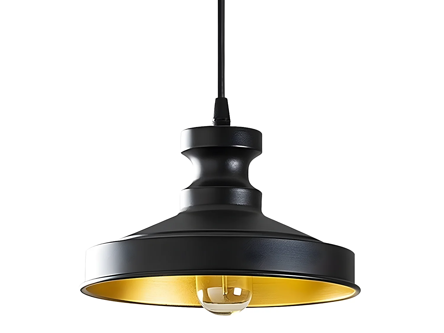 Vintage - Pendelleuchte  Harvey mit 3 schwarzen Lampenschirmen 3xE27