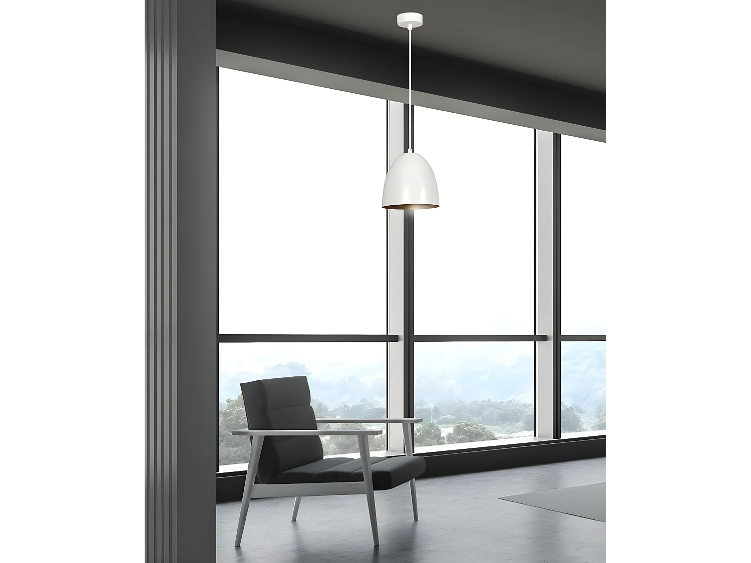 Lámpara colgante Jonix nórdico con pantalla lisa de metal blanco 1xE27 ø18cm