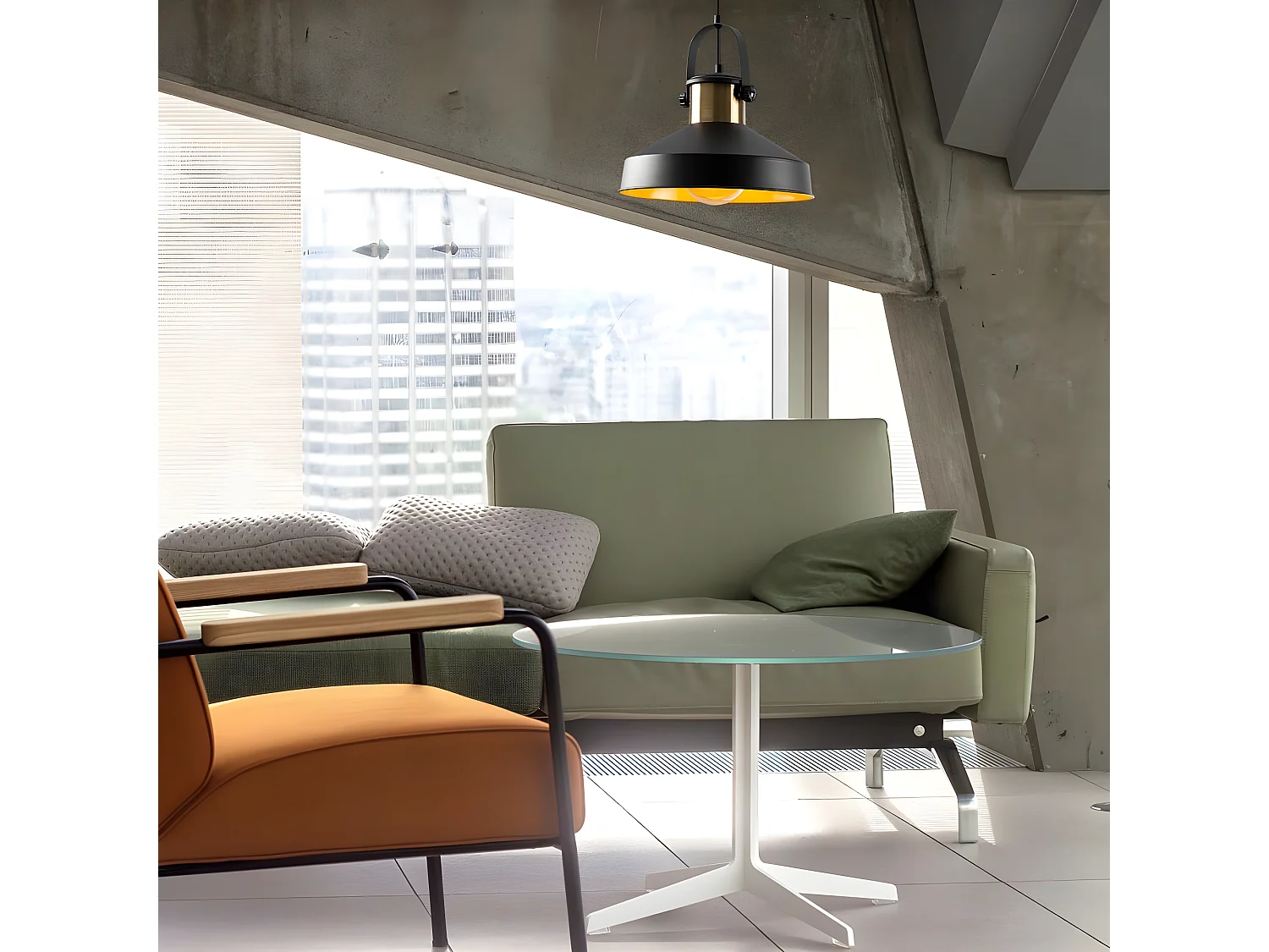 Candeeiro suspenso vintage retro Momo com abajur preto e detalhe em latão 1xE27 ø35cm