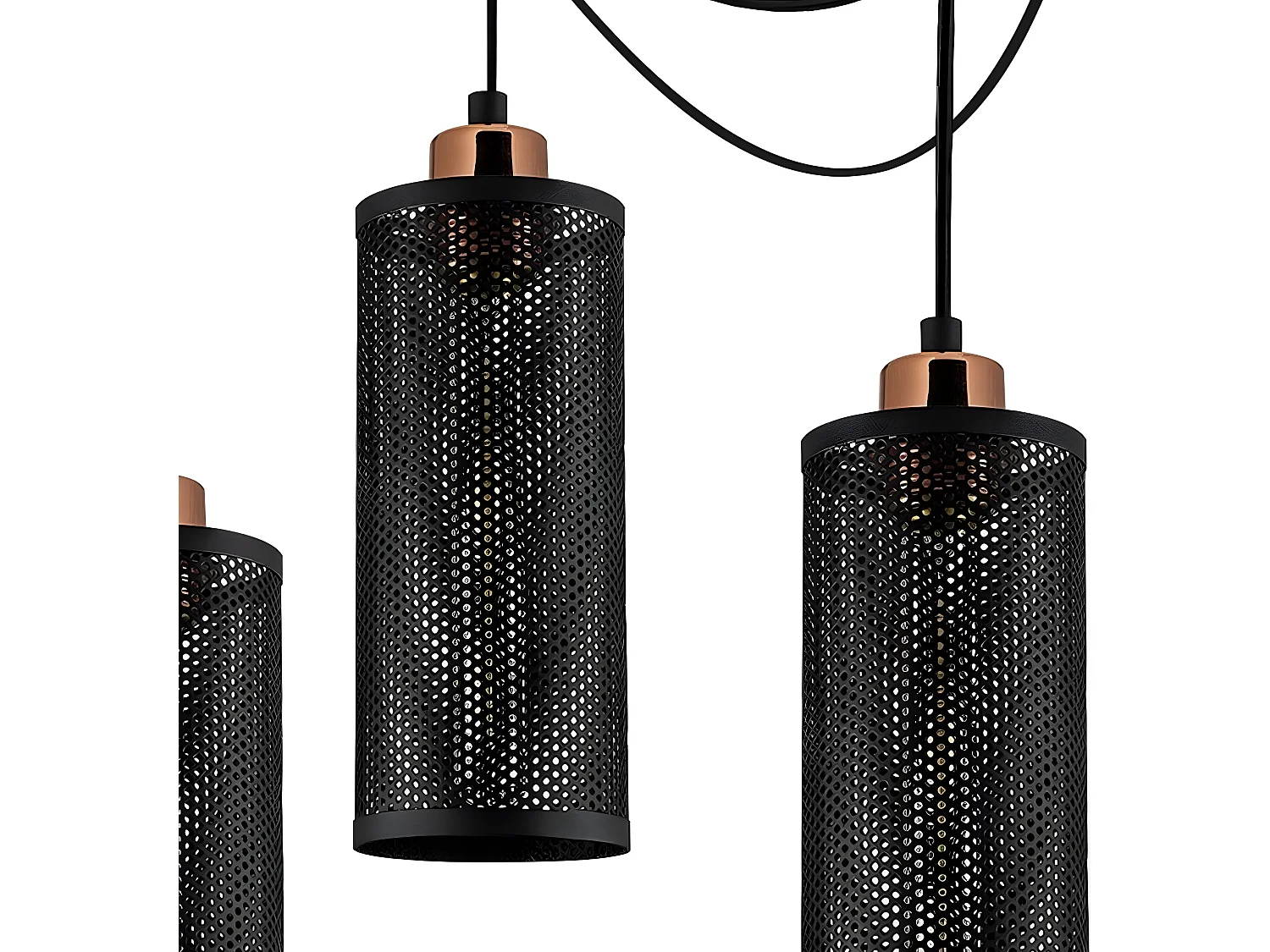 Lámpara colgante Marismo con cables desplazables y 6 pantallas de metal negro 6xE27 ø130cm