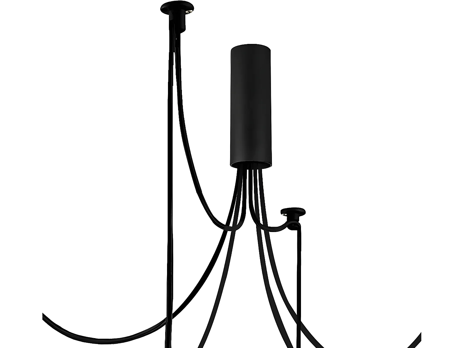 Lámpara colgante Marismo con cables desplazables y 6 pantallas de metal negro 6xE27 ø130cm