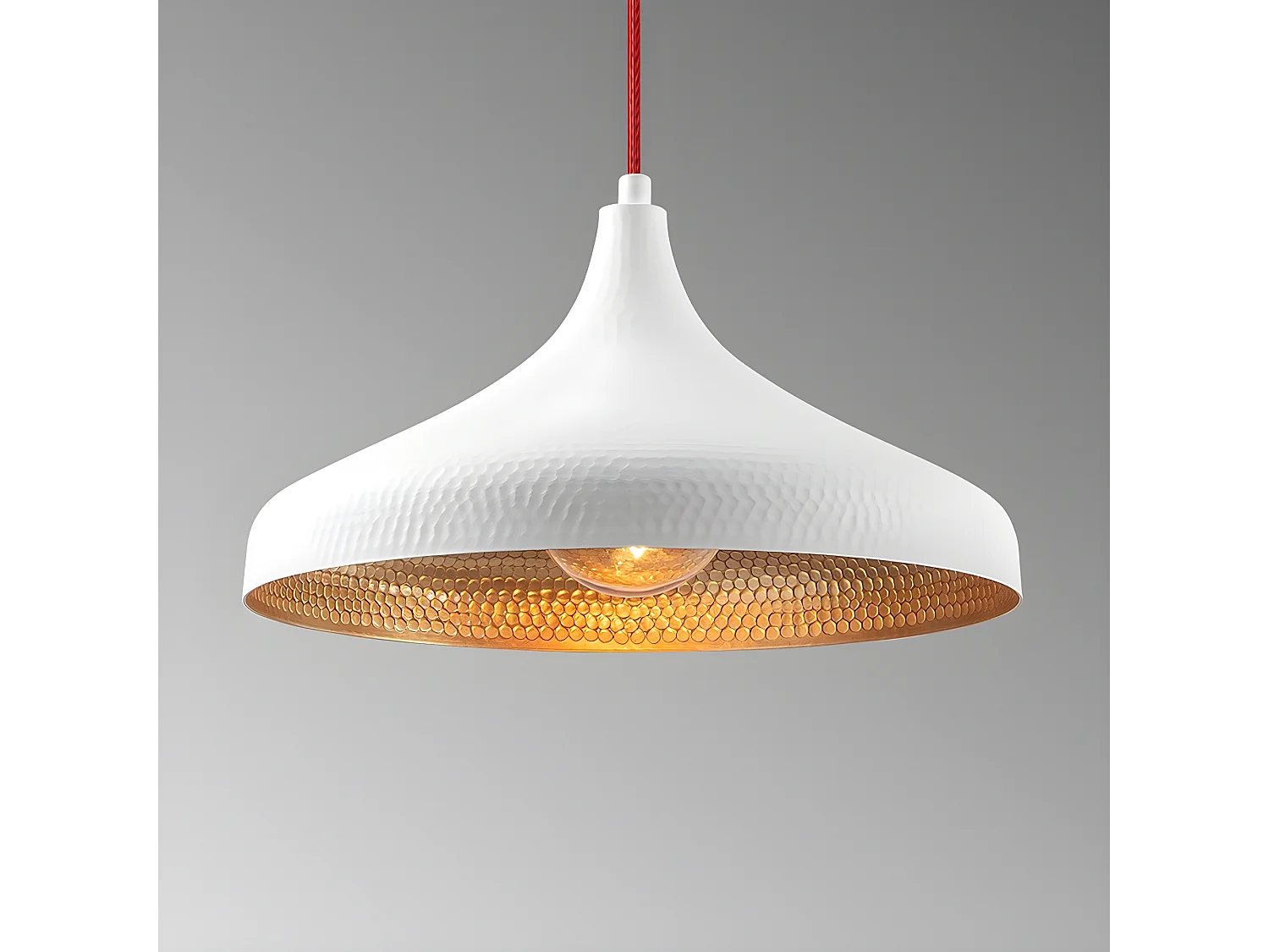 Plafondlamp Asney met witte reliëf lampenkap van metaal 1xE27 ø36cm