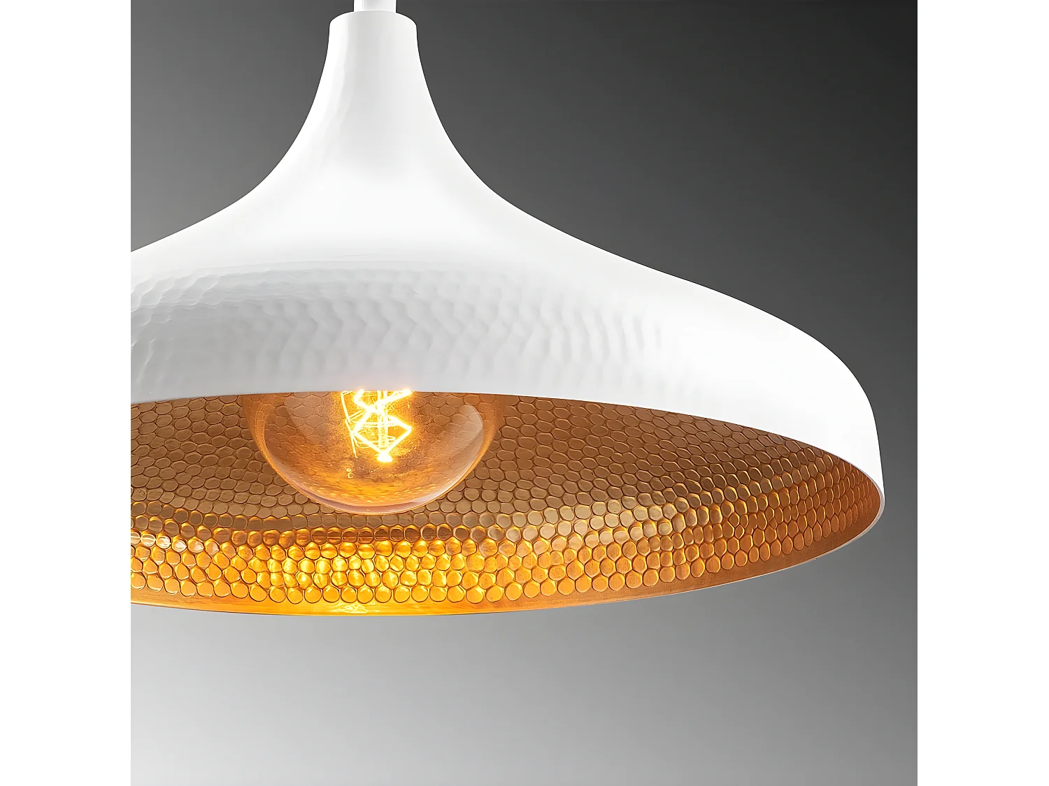 Plafondlamp Asney met witte reliëf lampenkap van metaal 1xE27 ø36cm