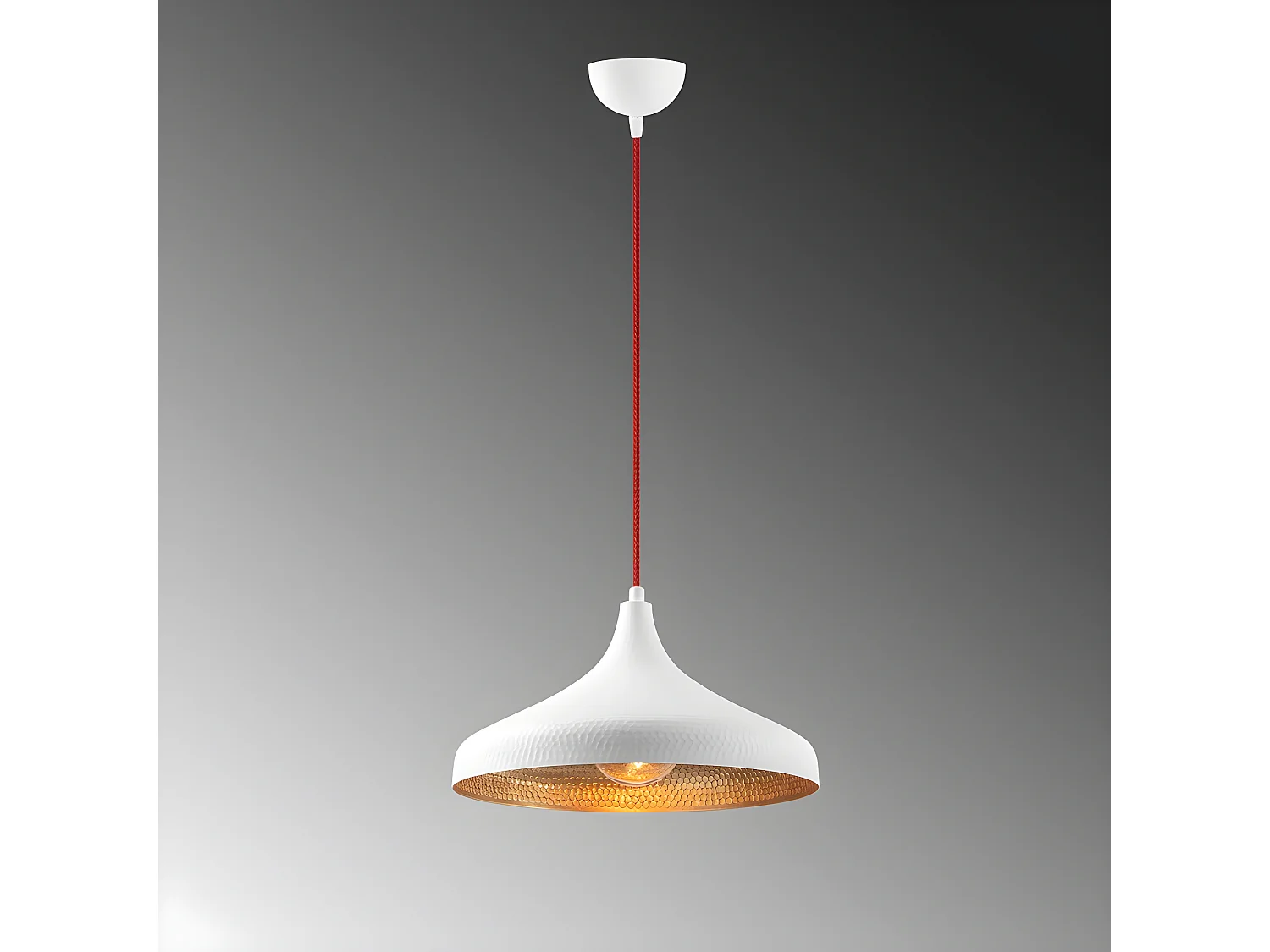 Plafondlamp Asney met witte reliëf lampenkap van metaal 1xE27 ø36cm