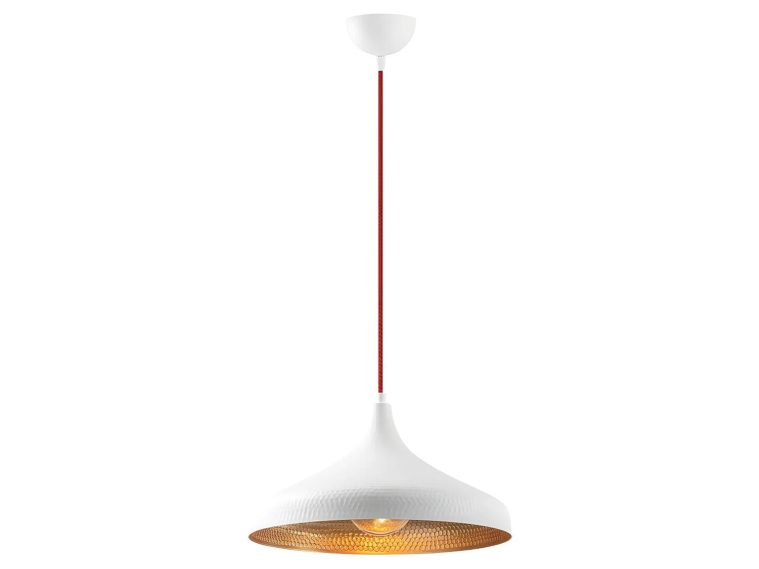 Plafondlamp Asney met witte reliëf lampenkap van metaal 1xE27 ø36cm