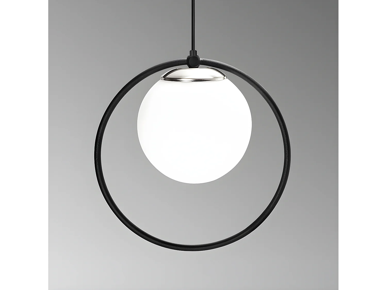 Lámpara colgante Escott negro con forma de aro y 2 esferas de cristal 2xE27