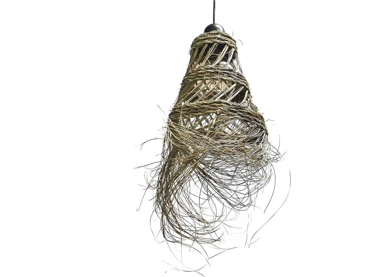 Siegra handgemaakte esparto hanglamp met lange franjes 1xE27 ø27cm