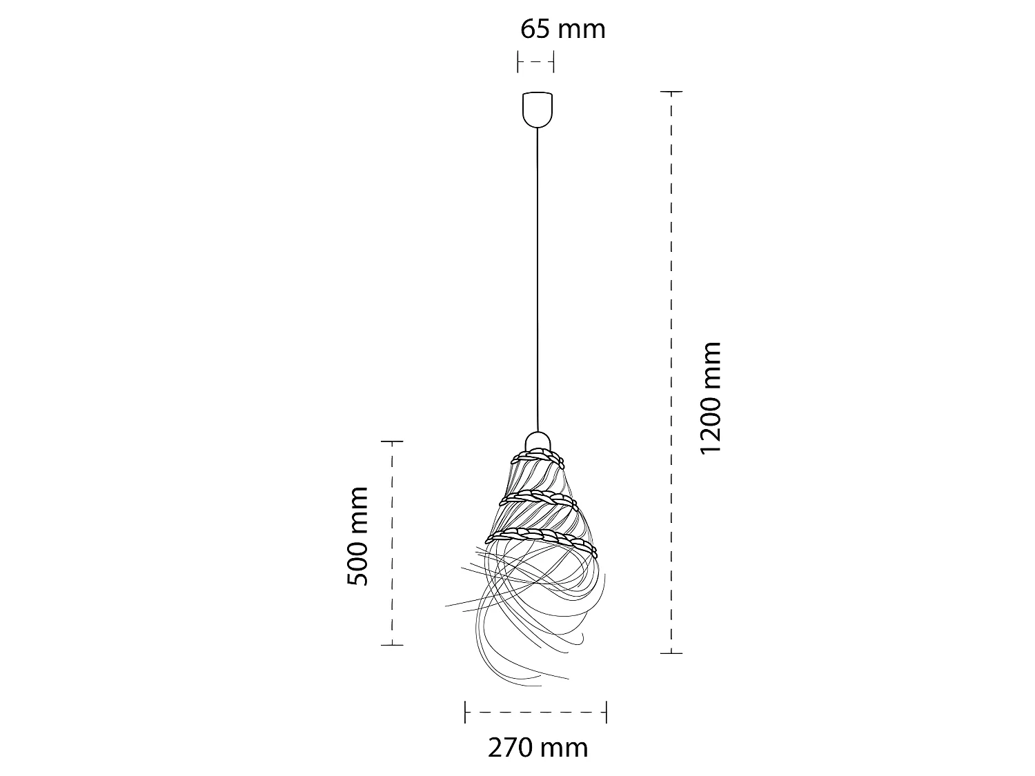 Siegra handgemaakte esparto hanglamp met lange franjes 1xE27 ø27cm