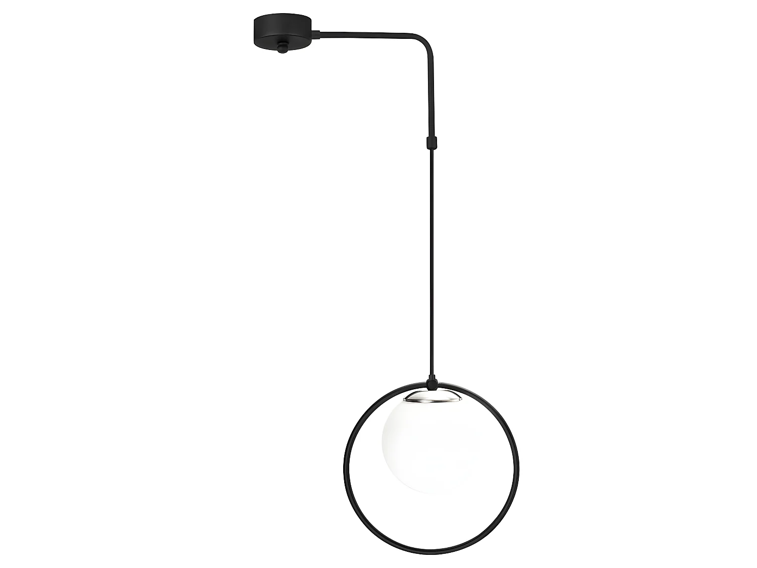 Pendente Deslizante Preto Escott com Forma de Anel e Globo de Vidro 1xE27