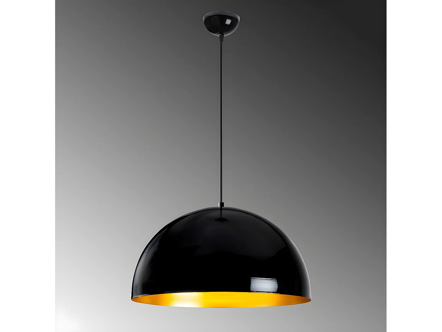 Lampada da soffitto Harvey nera con interno dorato in stile nordico 1xE27 ø50cm