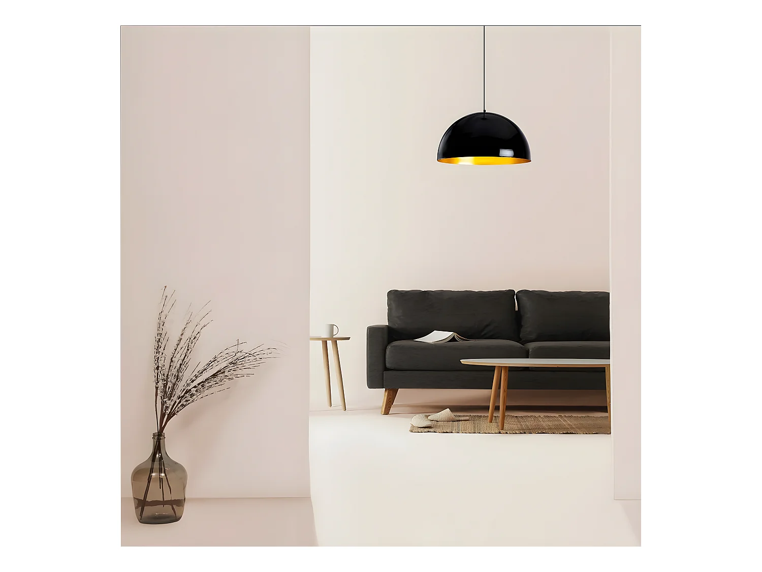 Plafonnier Harvey intérieur noir et doré style nordique 1xE27 ø50cm