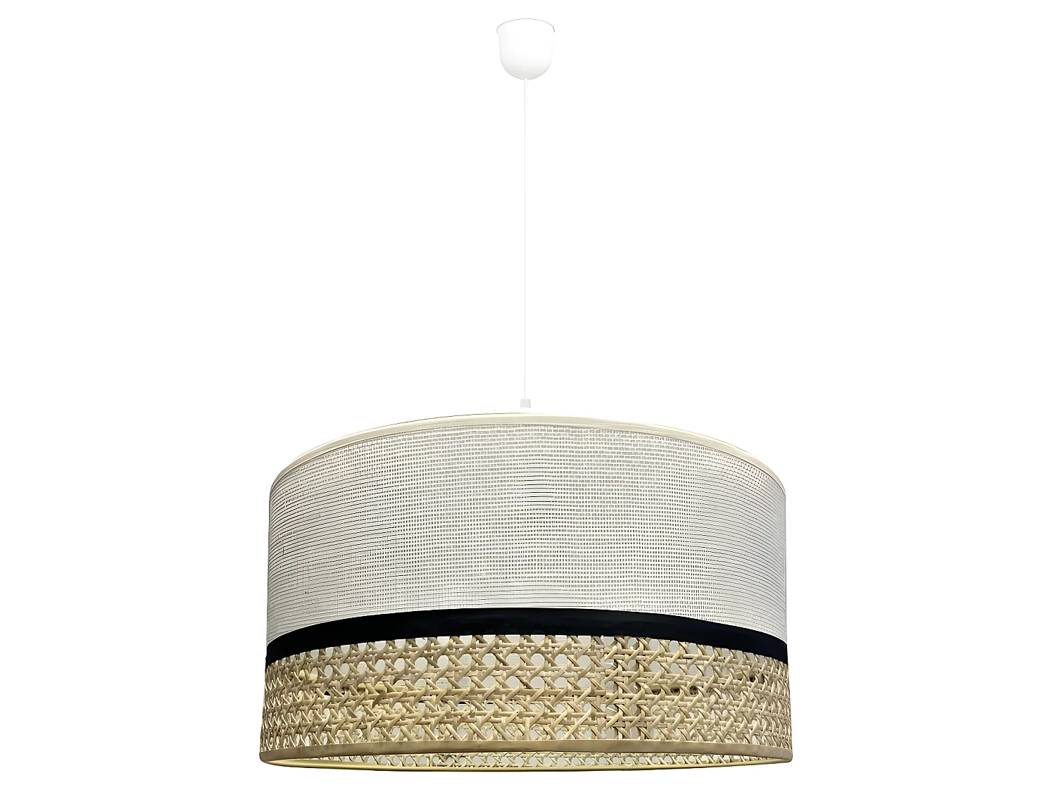 Lámpara colgante Sabera con pantalla de rafía y saco beige 1xE27 ø40cm