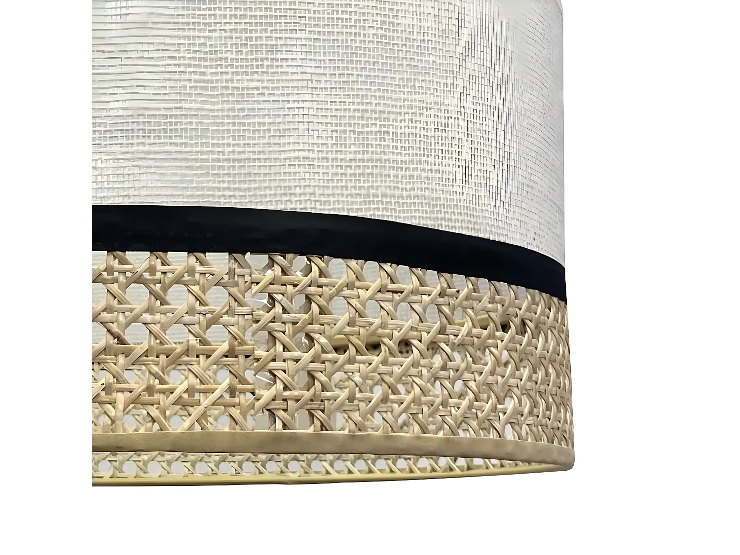 Lámpara colgante Sabera con pantalla de rafía y saco beige 1xE27 ø40cm