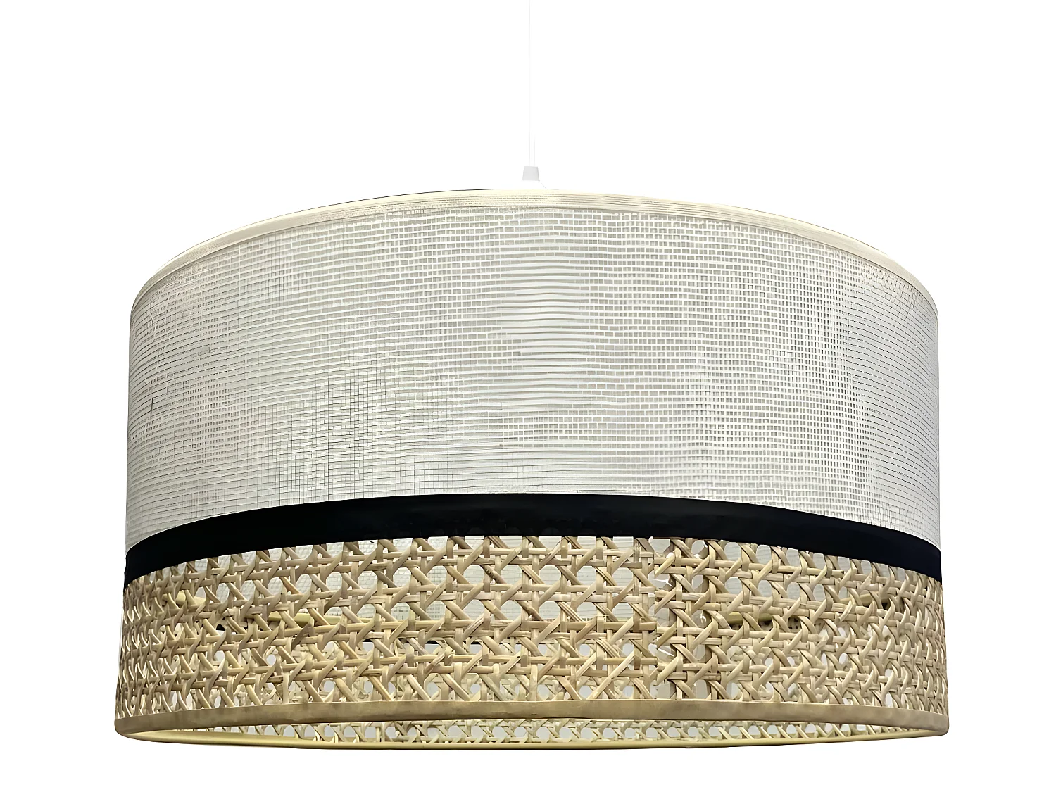 Lámpara colgante Sabera con pantalla de rafía y saco beige 1xE27 ø40cm