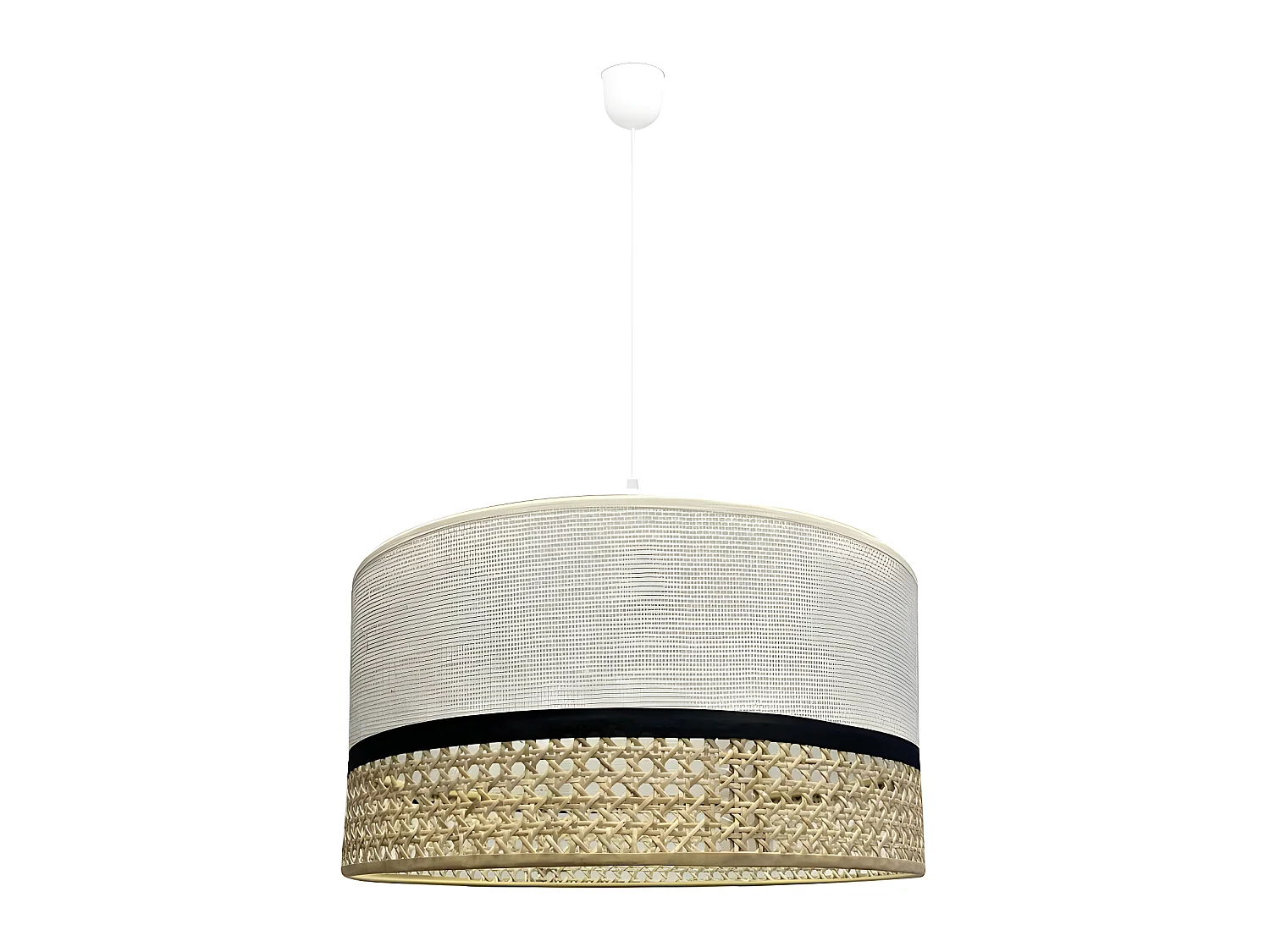 Suspension Sabera avec abat-jour en raphia et sac beige 1xE27 ø40cm