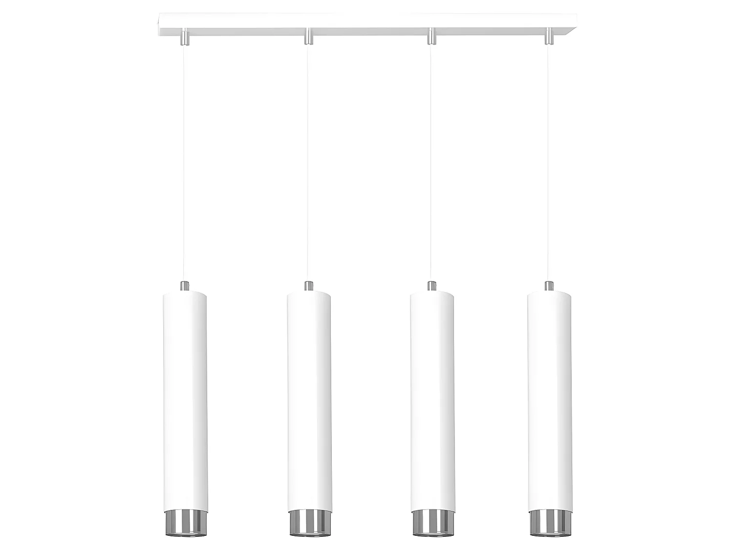 Hanglamp Mura met 4 witte en verchroomde cilindervormige lampenkappen 4xGU10