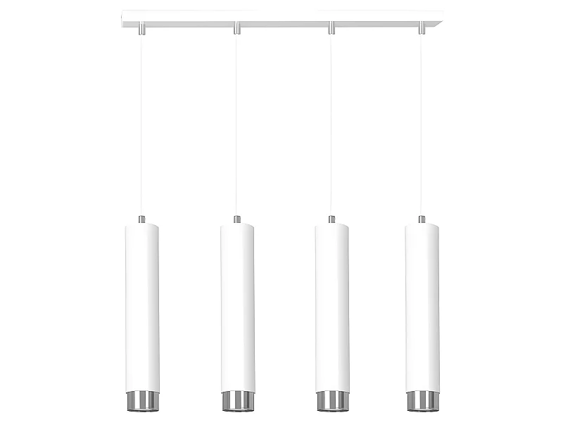 Hanglamp Mura met 4 witte en verchroomde cilindervormige lampenkappen 4xGU10