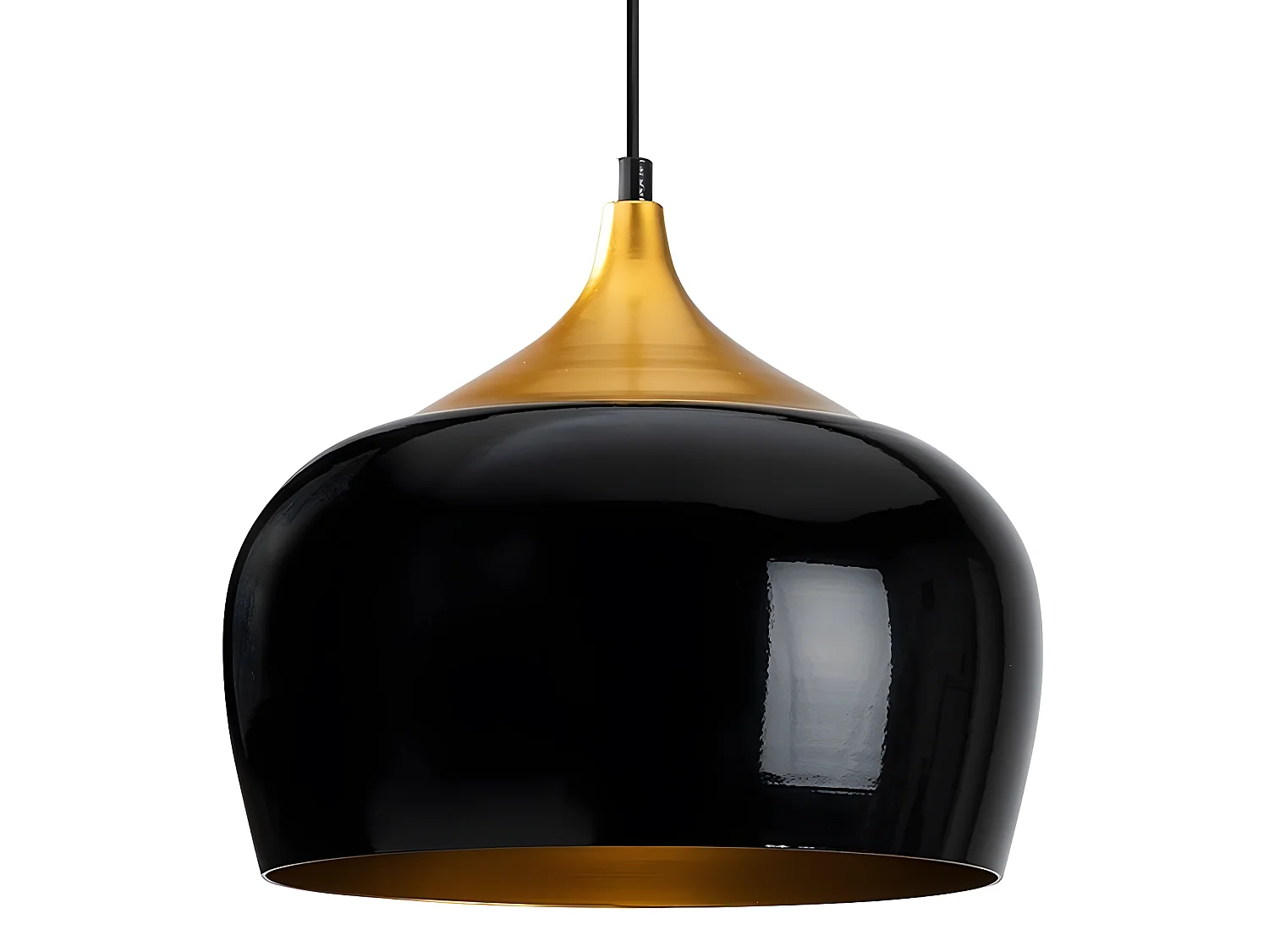 Harvey retro vintage hanglamp met zwarte kap en gouden detail 1xE27 ø30cm