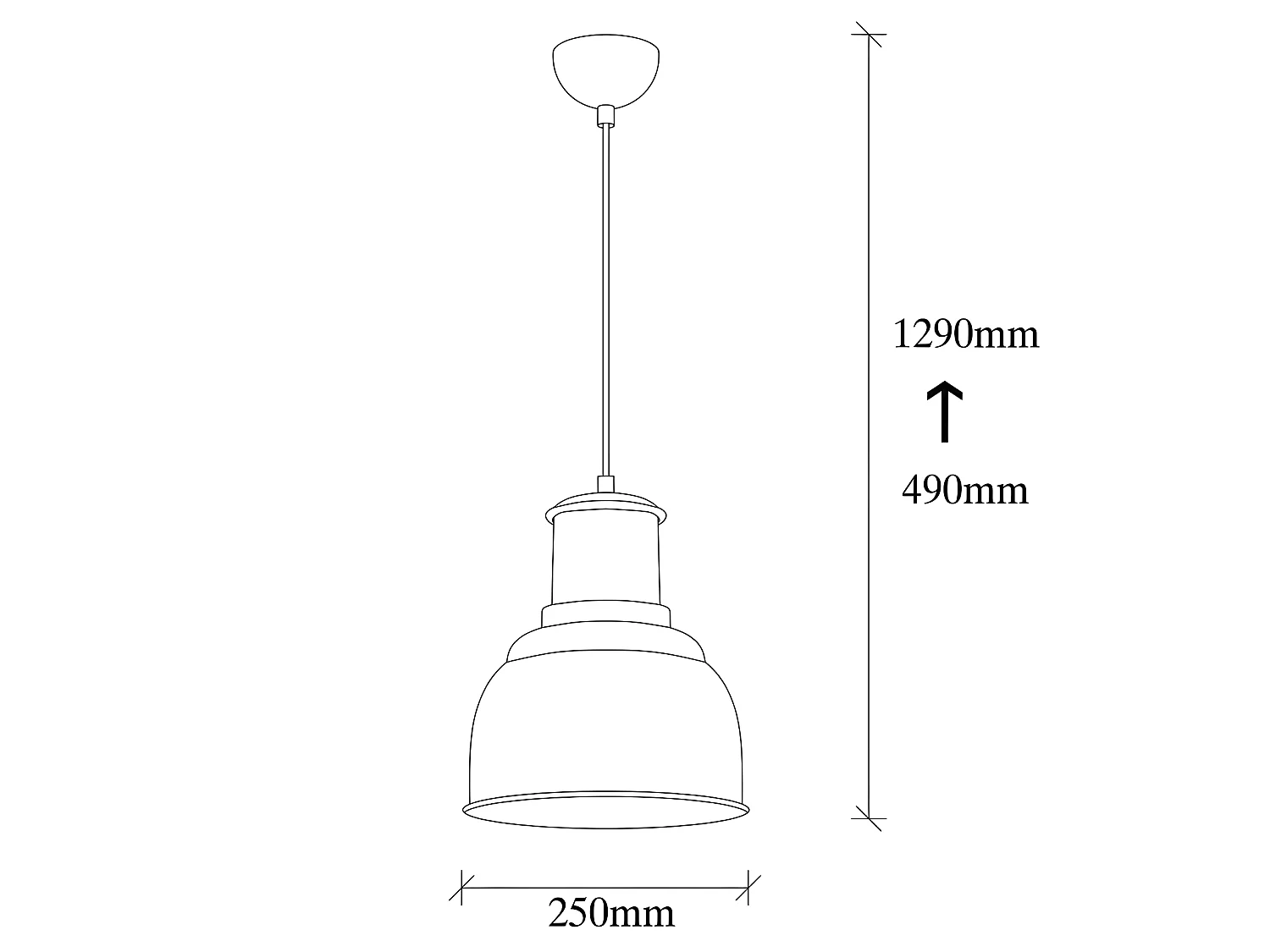 Suspension Harvey avec abat-jour en métal noir 1xE27 ø25cm