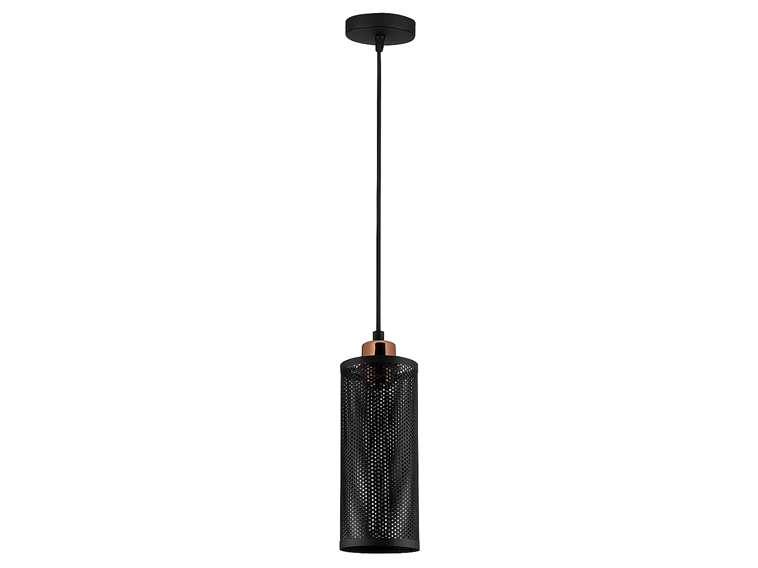 Suspension moderne et abat-jour cylindrique noir 1xE27 ø10cm