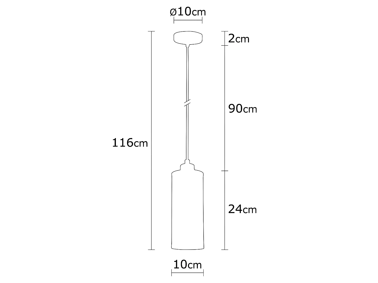 Suspension moderne et abat-jour cylindrique noir 1xE27 ø10cm