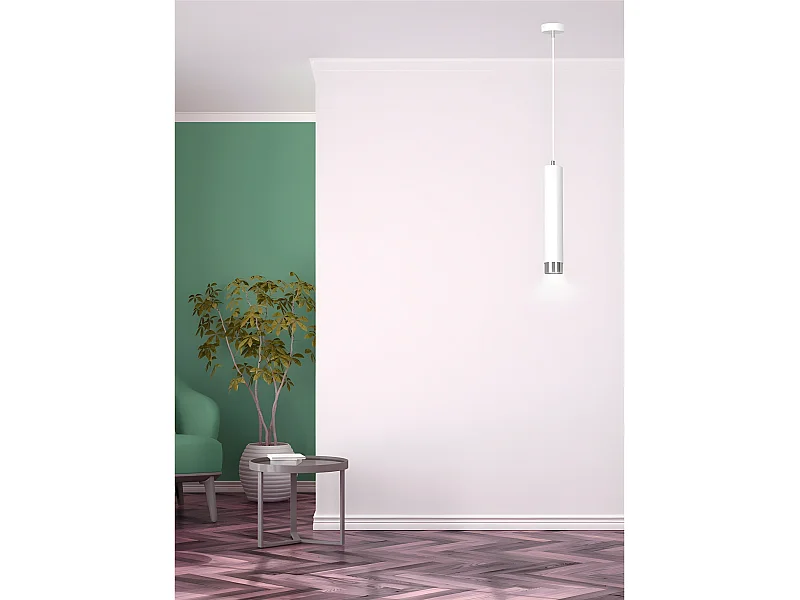 Suspension moderne Mura avec abat-jour cylindrique blanc et chromé 1xGU10 ø8cm