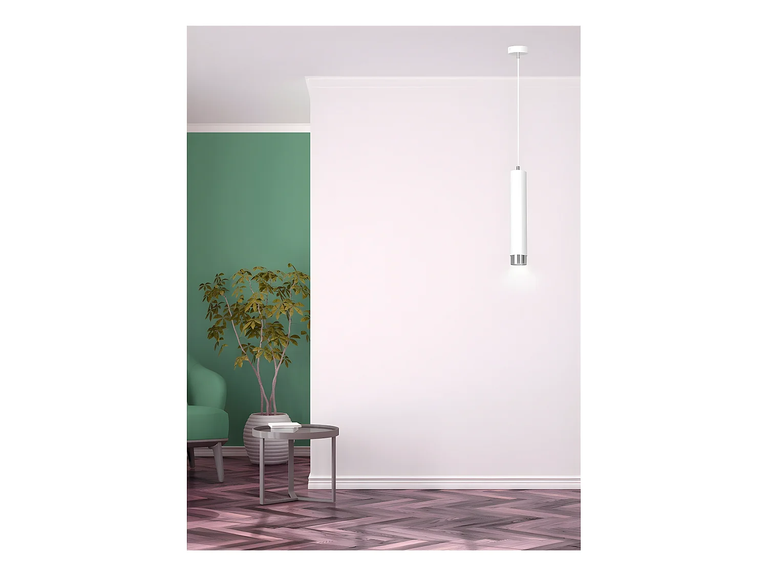 Suspension moderne Mura avec abat-jour cylindrique blanc et chromé 1xGU10 ø8cm
