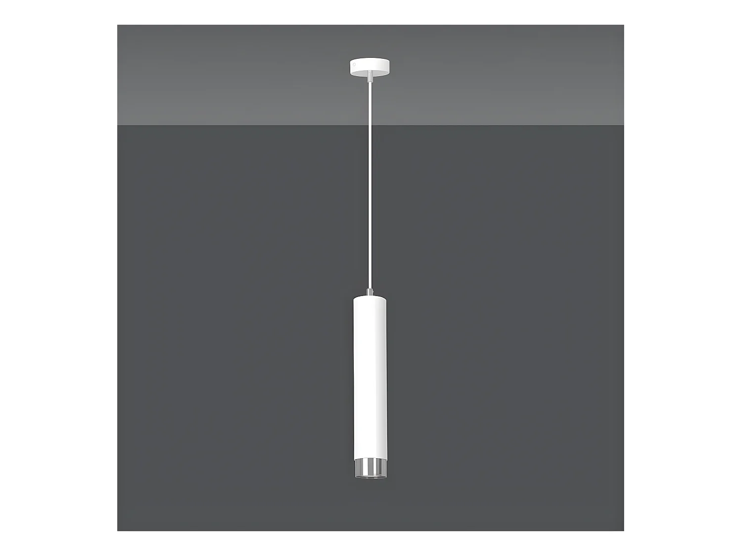 Mura hanglamp met witte en chromen cilindrische lampenkap 1xGU10 ø8cm