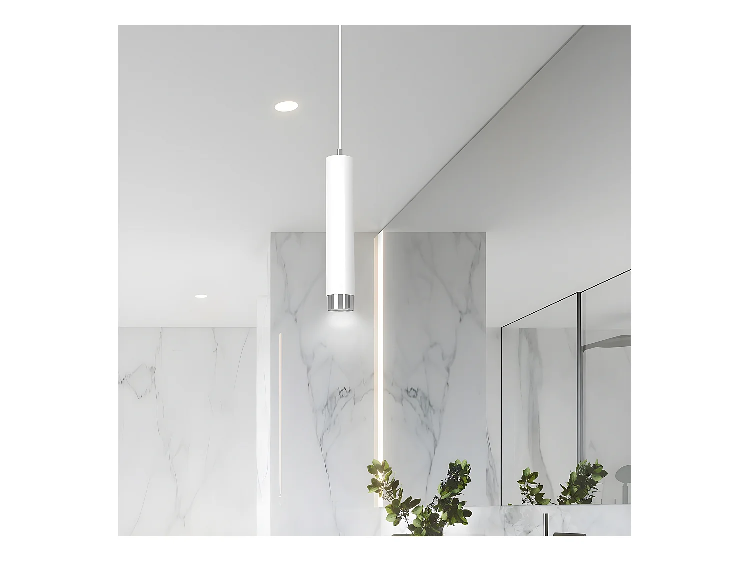 Mura hanglamp met witte en chromen cilindrische lampenkap 1xGU10 ø8cm