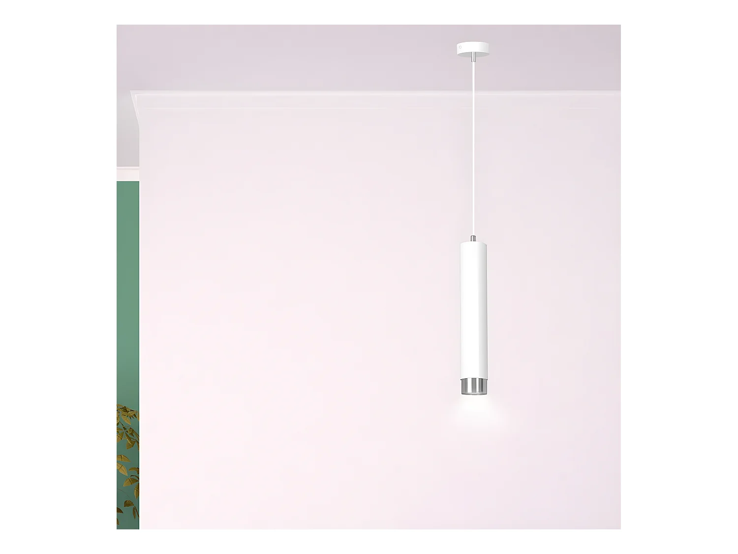 Mura hanglamp met witte en chromen cilindrische lampenkap 1xGU10 ø8cm