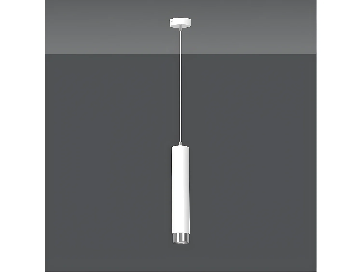 Suspension moderne Mura avec abat-jour cylindrique blanc et chromé 1xGU10 ø8cm