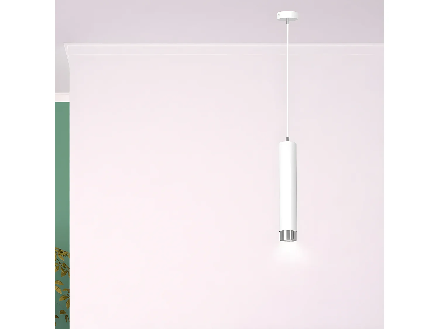 Suspension moderne Mura avec abat-jour cylindrique blanc et chromé 1xGU10 ø8cm