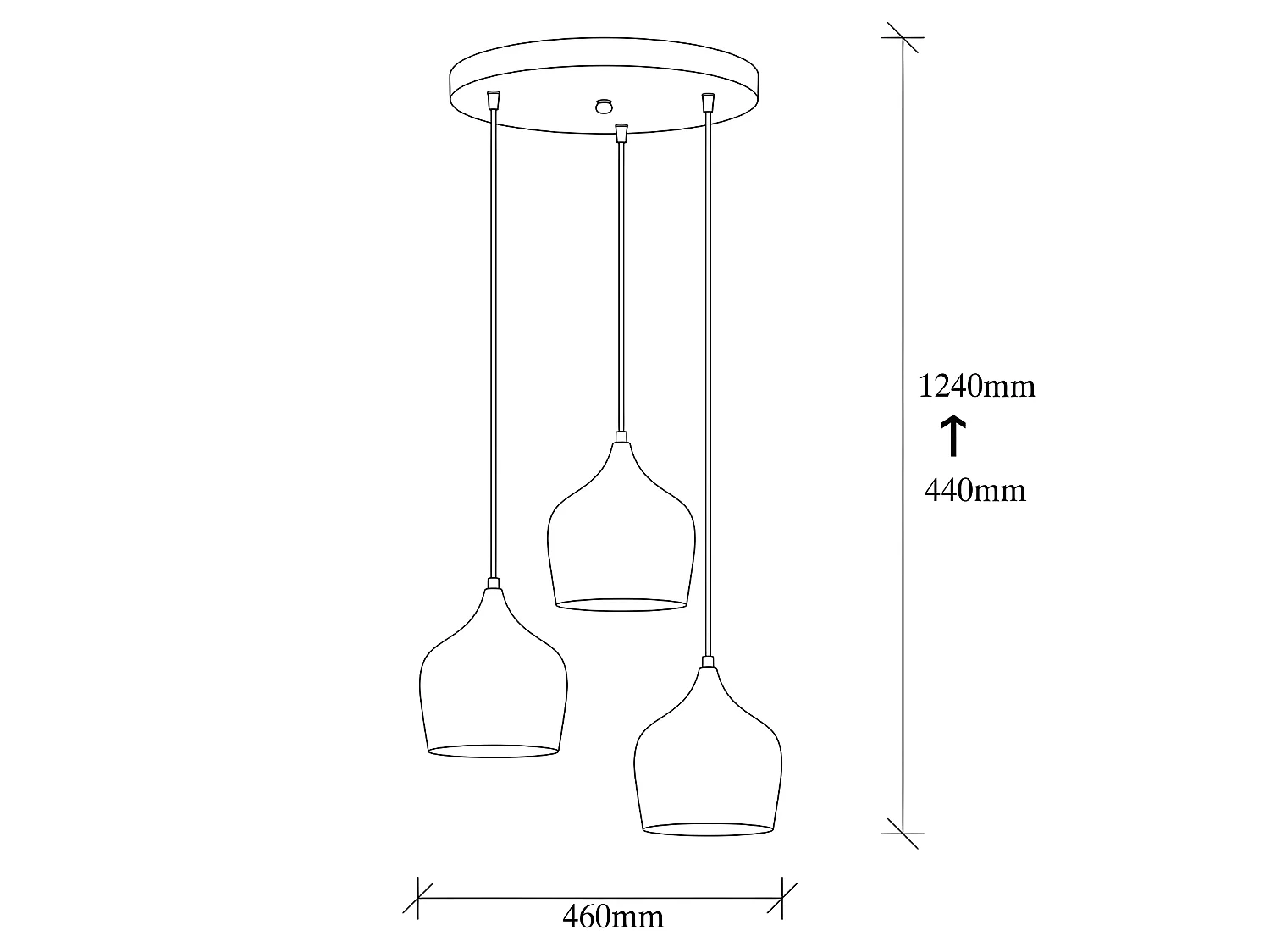 Lampada a sospensione retrò Momo con 3 paralumi dorato vintage  3xE27 ø46cm