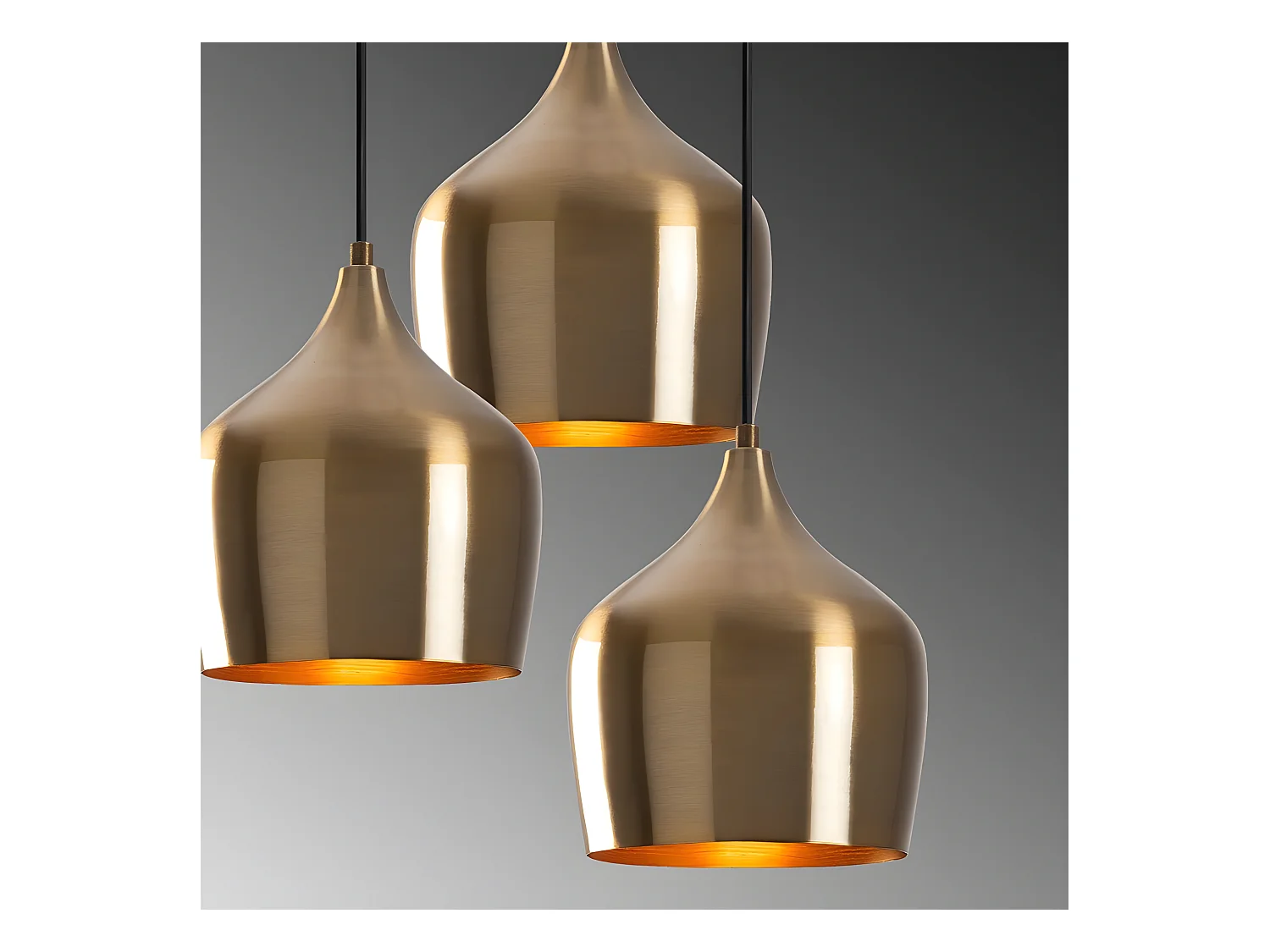 Lámpara colgante Momo retro con 3 pantallas dorado vintage 3xE27 ø46cm