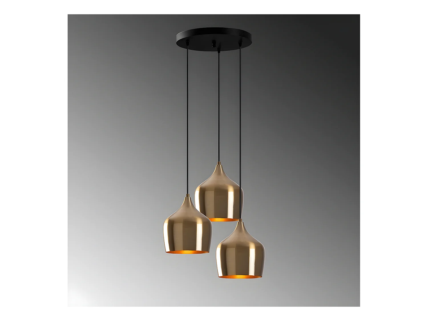 Lámpara colgante Momo retro con 3 pantallas dorado vintage 3xE27 ø46cm