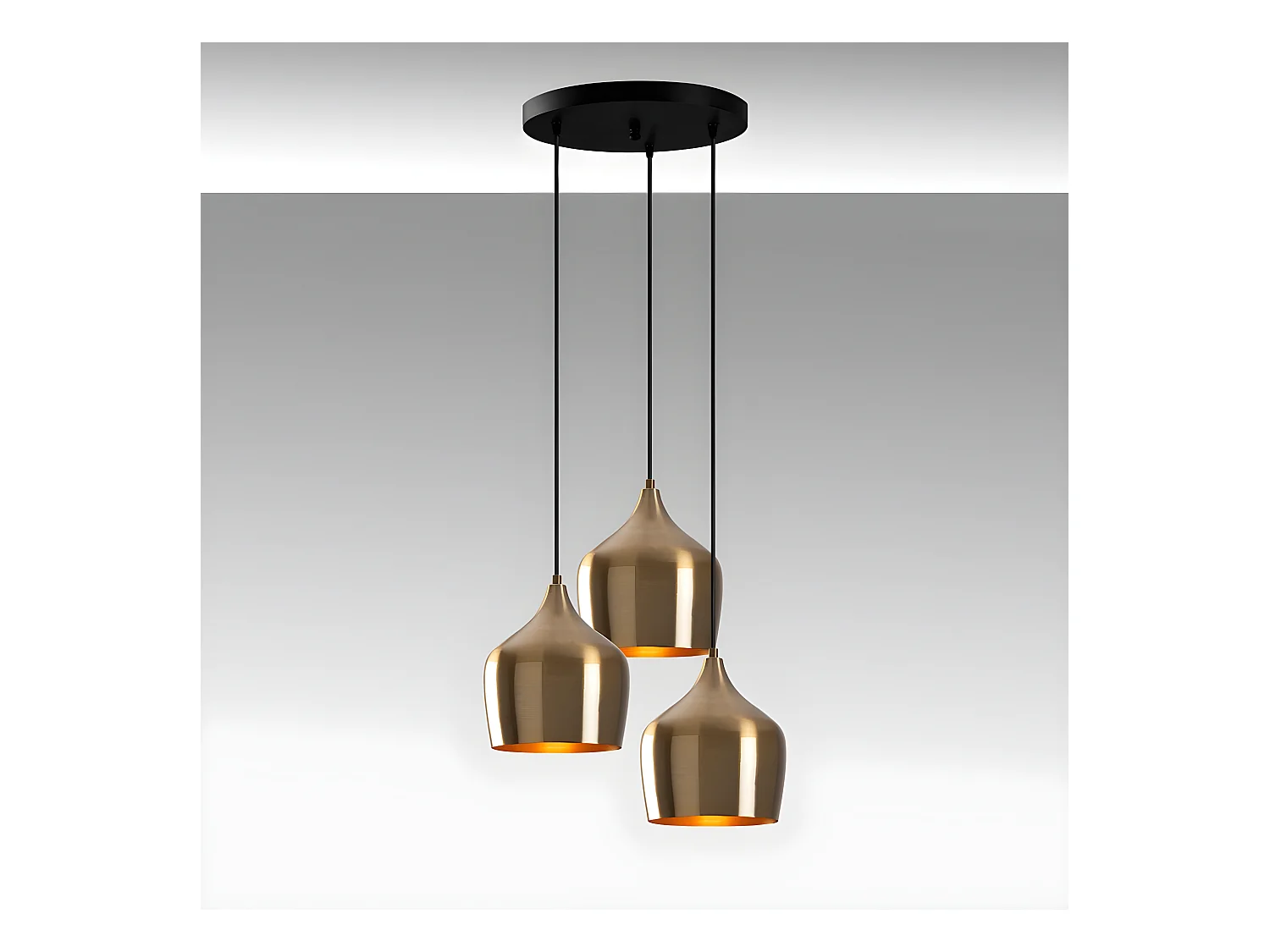 Lámpara colgante Momo retro con 3 pantallas dorado vintage 3xE27 ø46cm