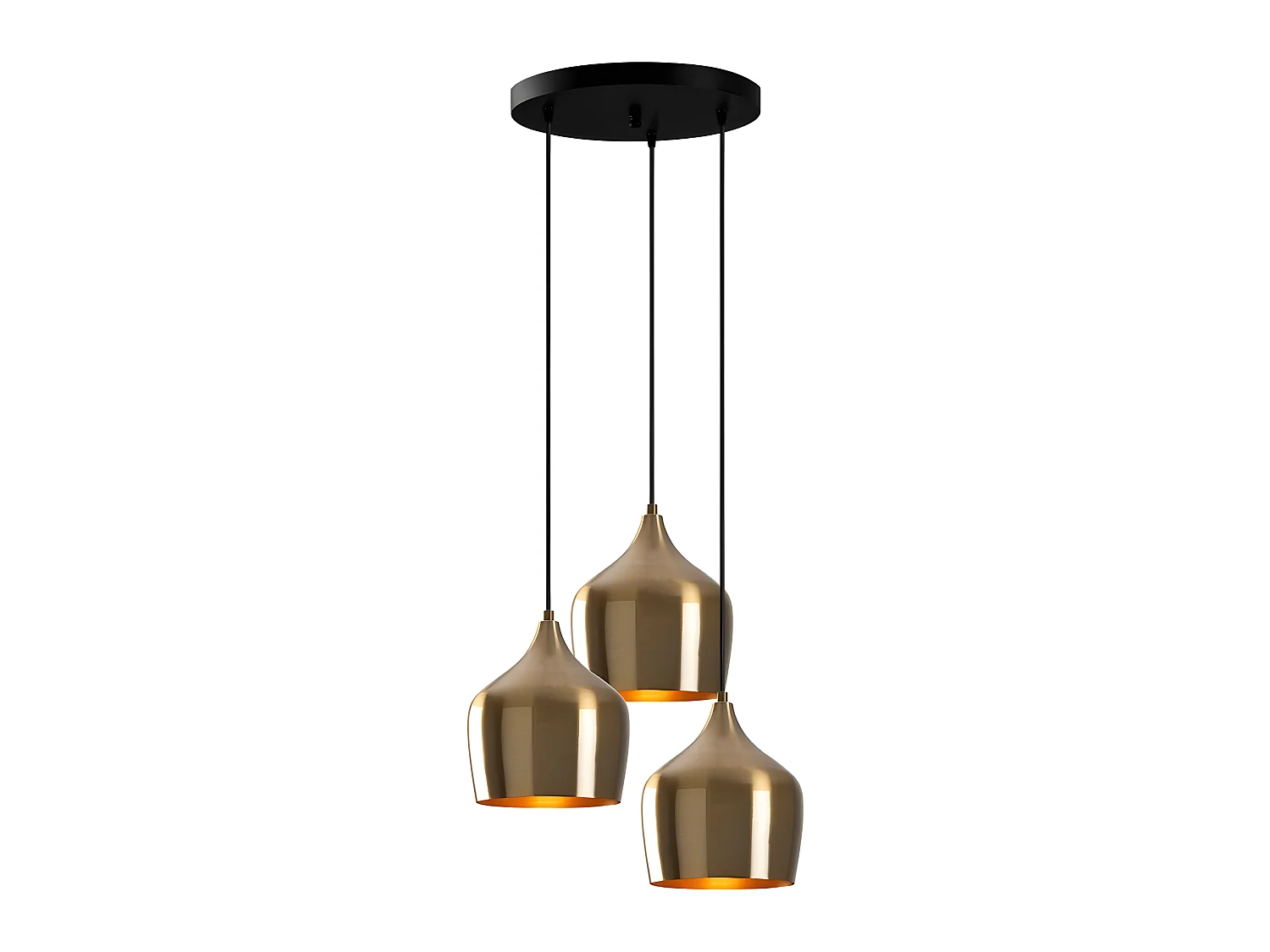 Lámpara colgante Momo retro con 3 pantallas dorado vintage 3xE27 ø46cm