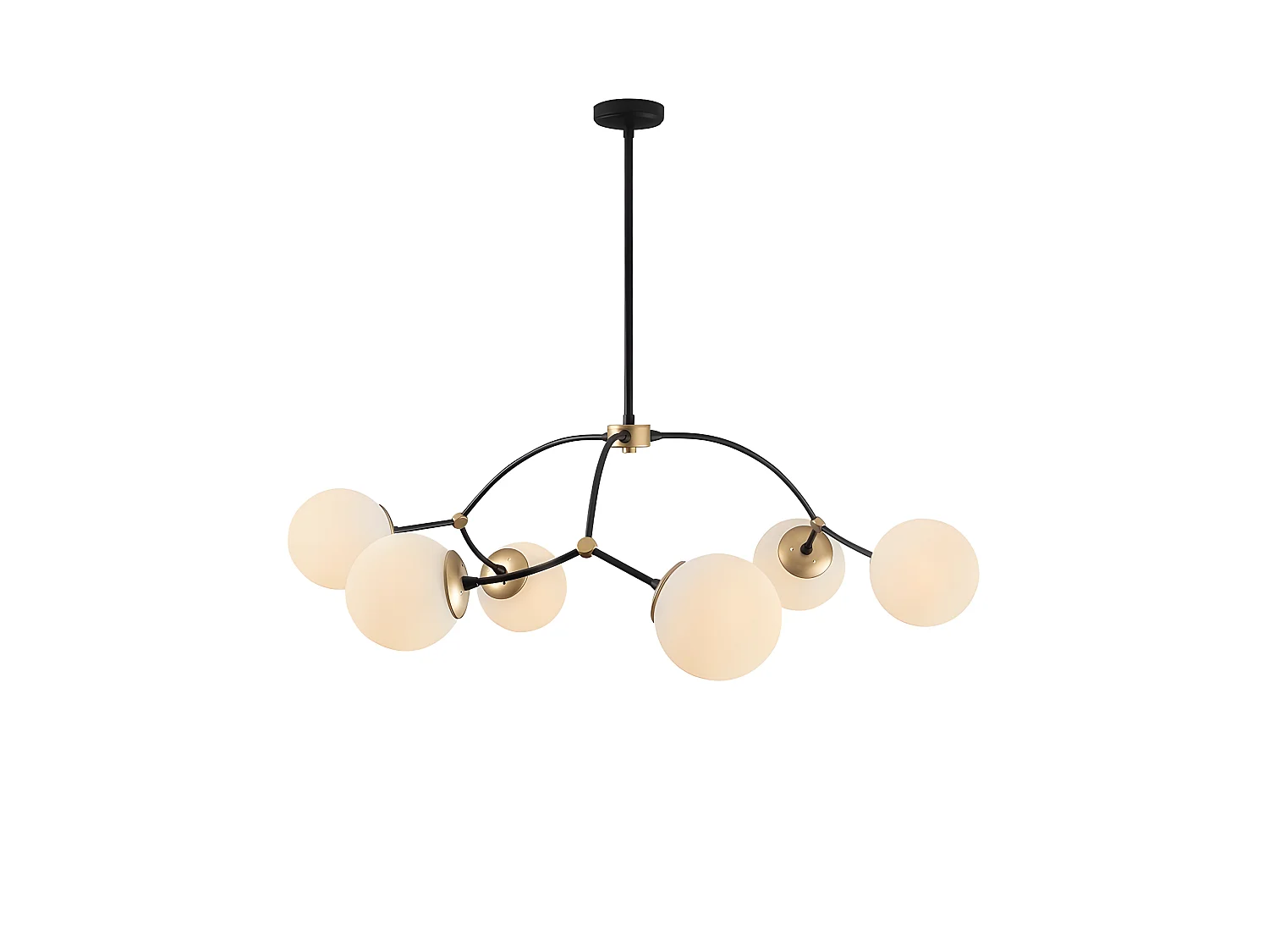 Moderne Deckenleuchte Mosoma mit schwarzer Metallstruktur und 6 Kugeln 6xE27 ø90cm