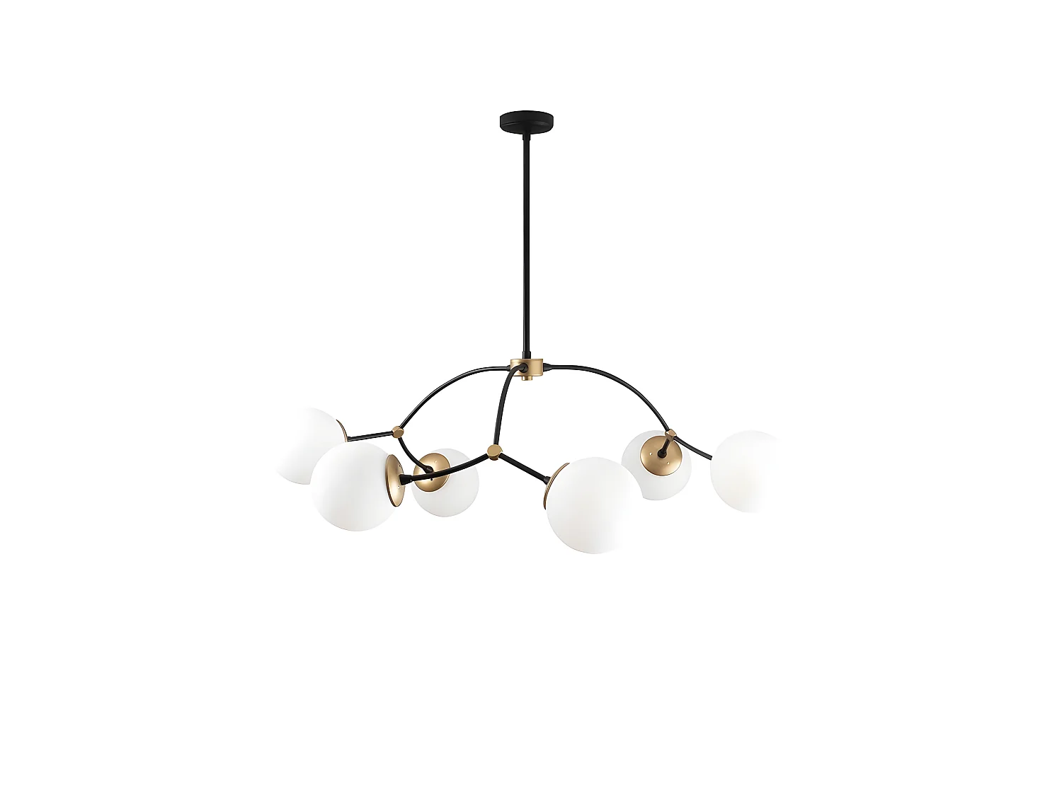 Plafonnier Mosoma moderne avec structure en métal noir et 6 sphères 6xE27 ø90cm