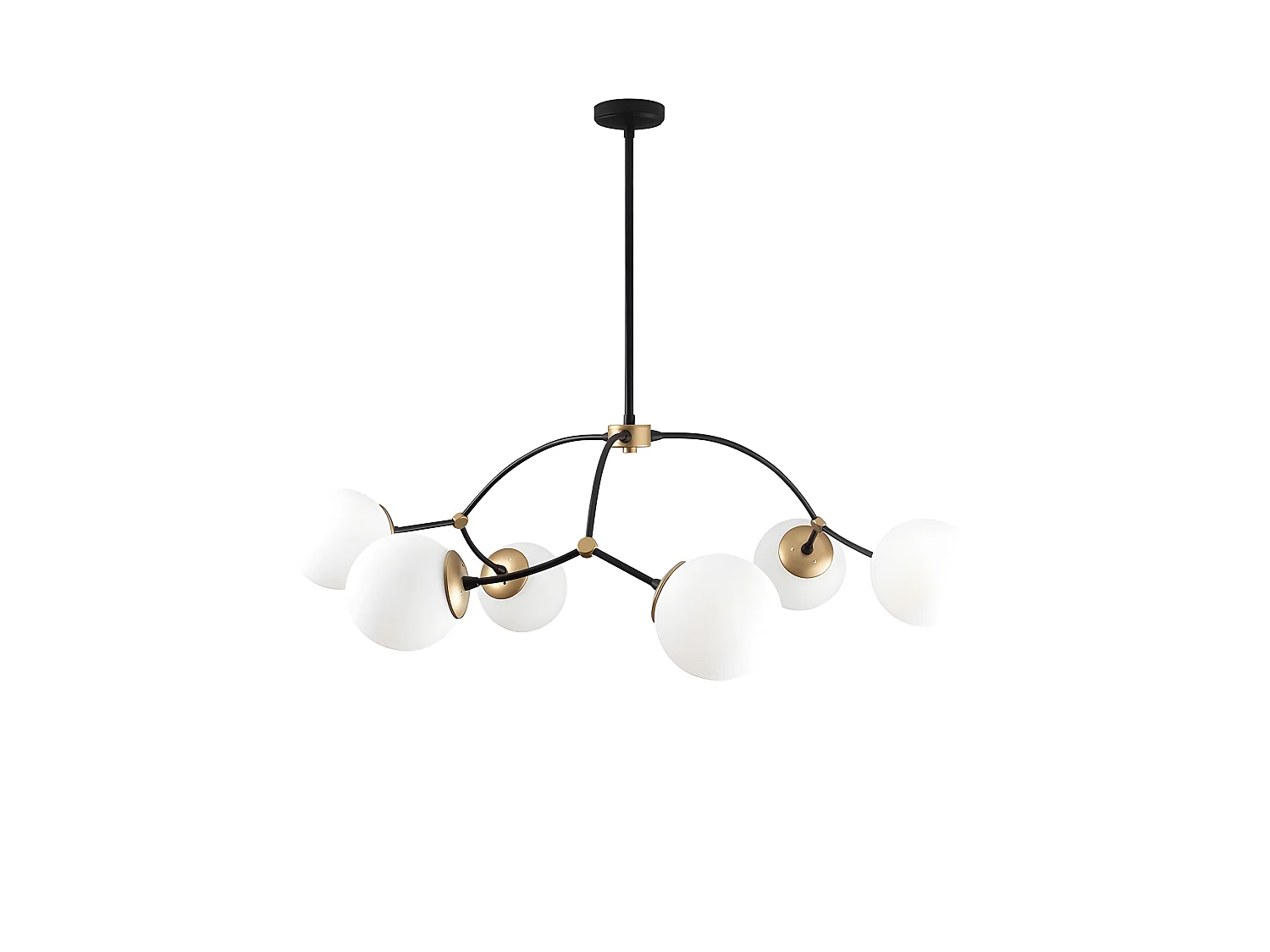 Plafonnier Mosoma moderne avec structure en métal noir et 6 sphères 6xE27 ø90cm