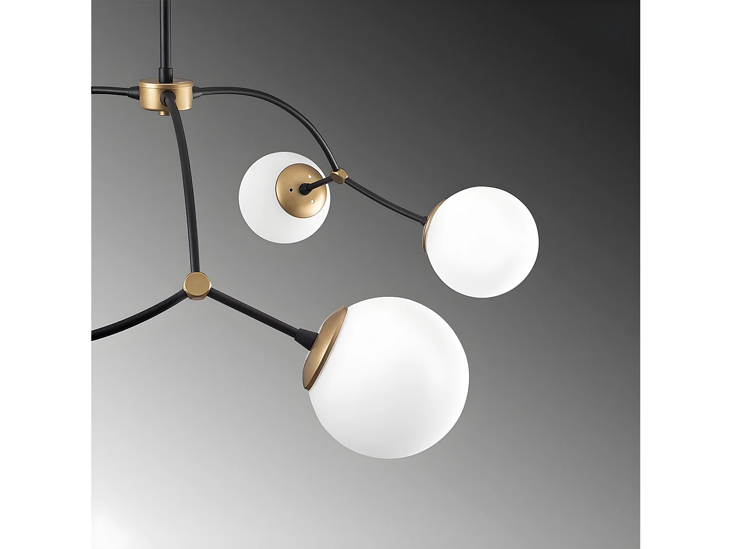 Plafonnier Mosoma moderne avec structure en métal noir et 6 sphères 6xE27 ø90cm