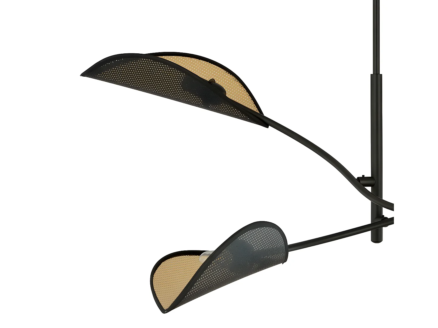 Lámpara de araña Flik con 4 pantallas de tela en forma de hoja negro y dorado 4xE14 ø102cm