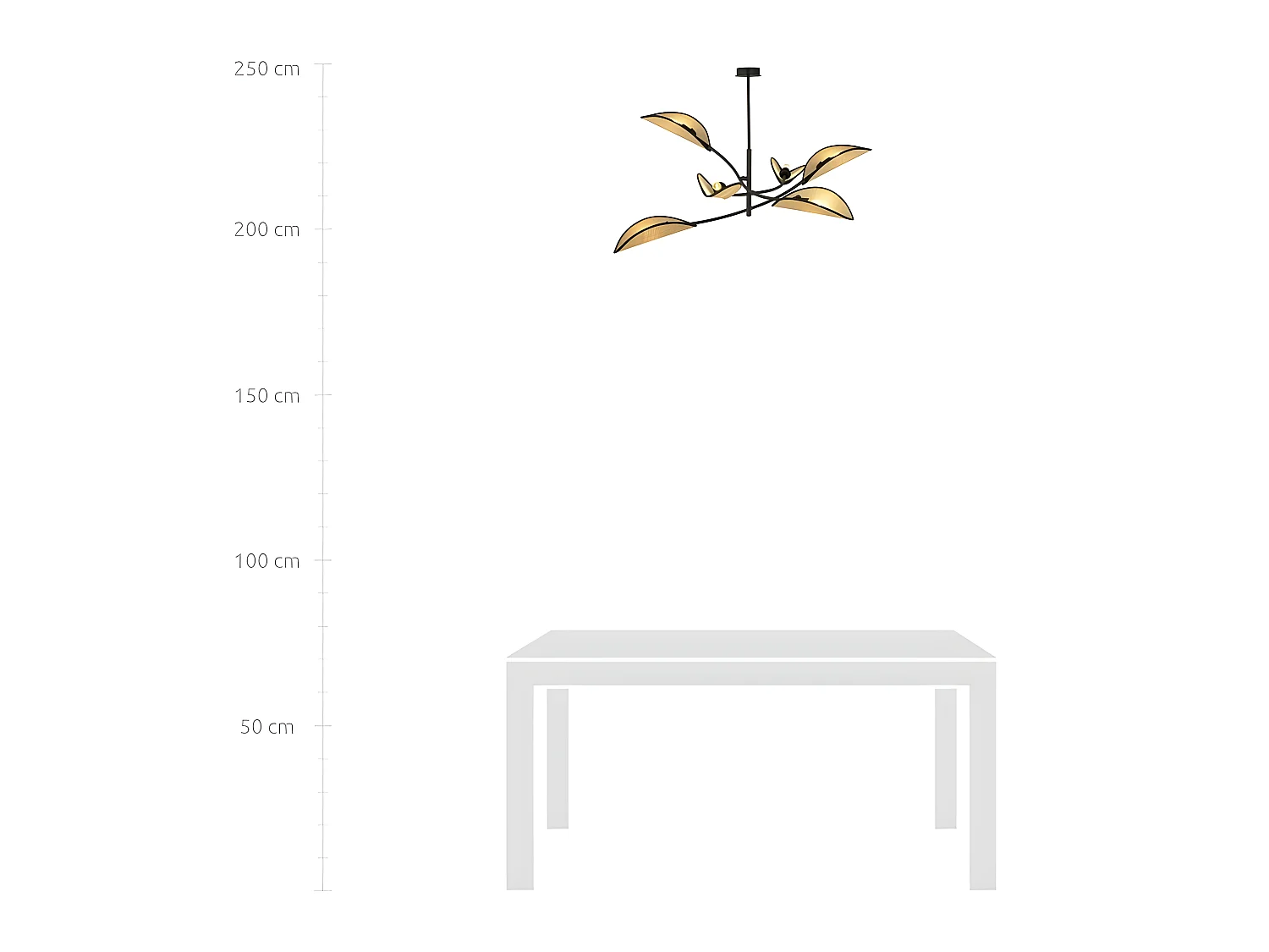 Lustre Flik avec 6 abat-jour en tissu en forme de feuille en rotin et noir 6xE14 ø102