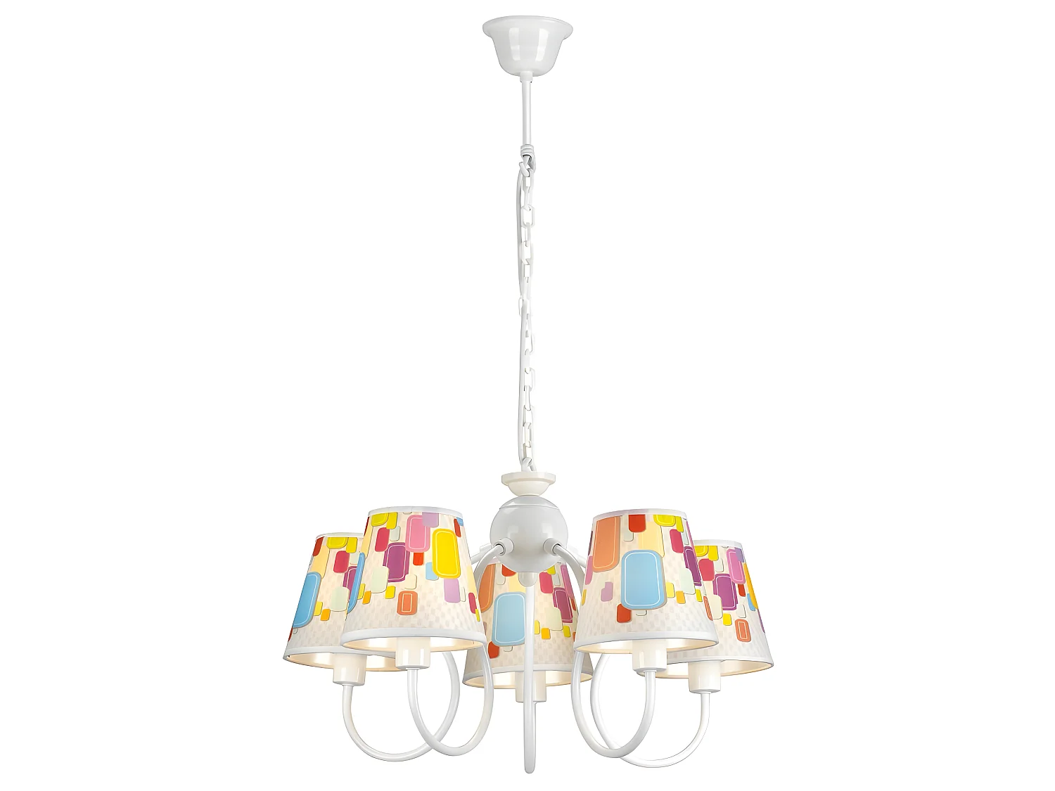 Lampadario per bambini bianco Caramelos e 5 paralumi multicolori 5xE14 ø50