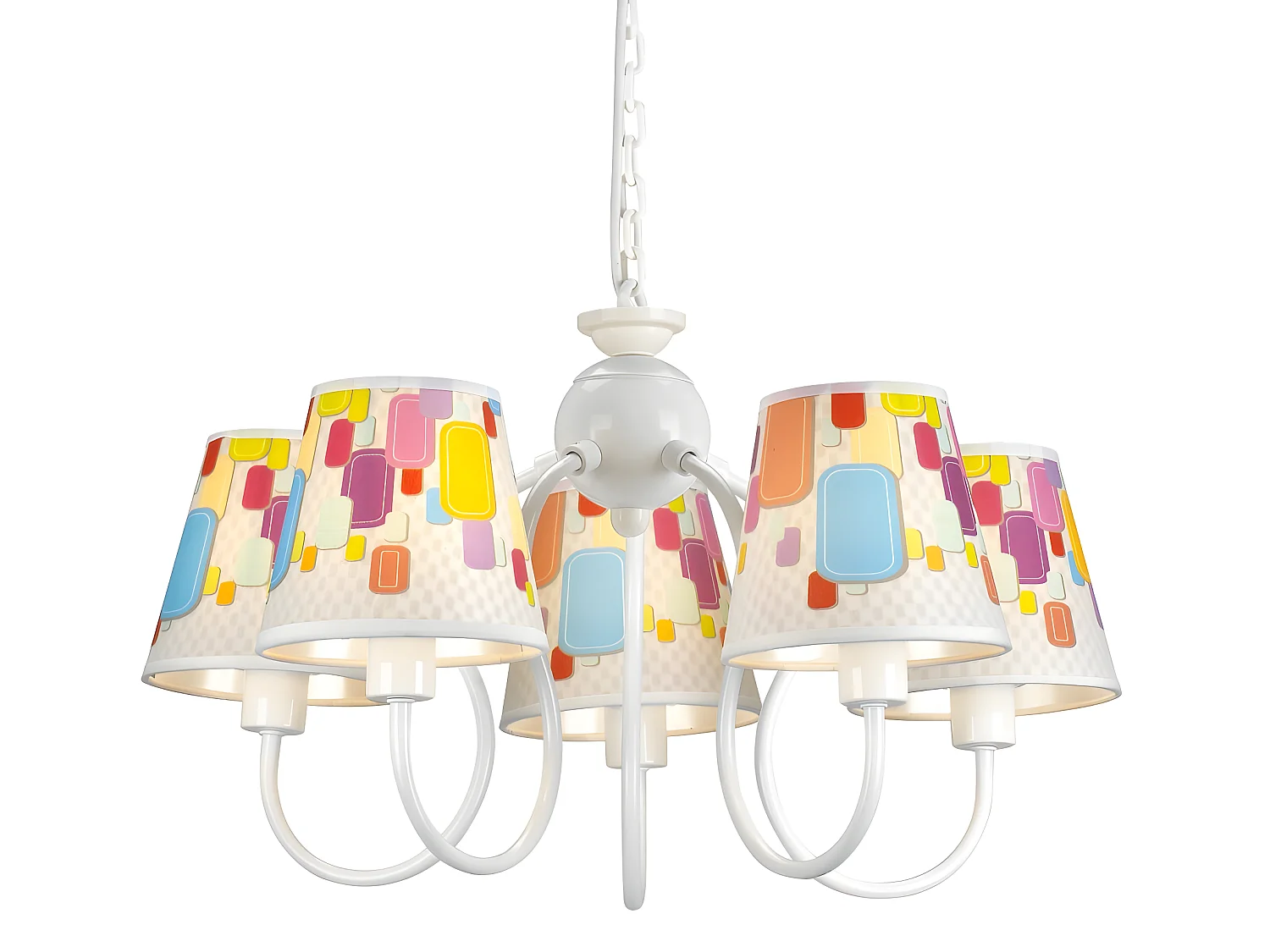 Lampadario per bambini bianco Caramelos e 5 paralumi multicolori 5xE14 ø50